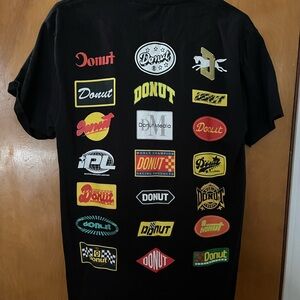 Black Graphic T-Shirt with Donut Logos